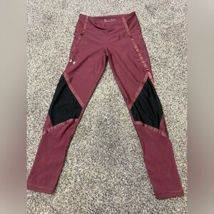 Under Armour Compression HeatGear Burgundy‎ and Black Athletic Leggings- Size S